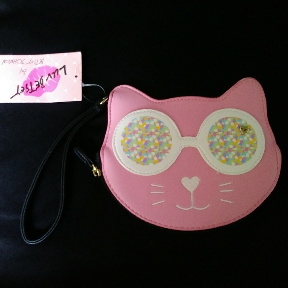 Luv Betsey Johnson Pink Confetti Cat Wristlet